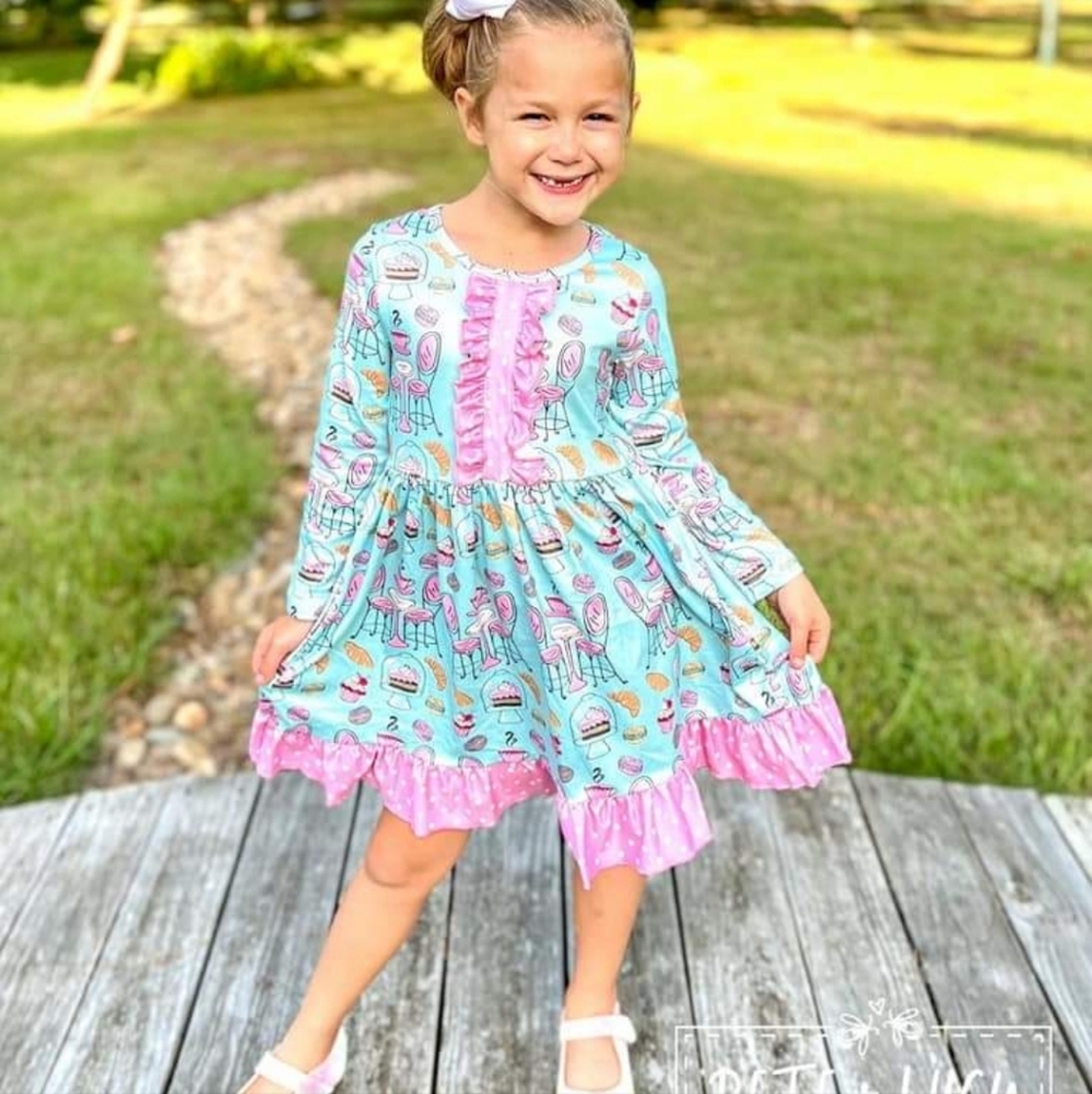 Girls cakes and coffee dress